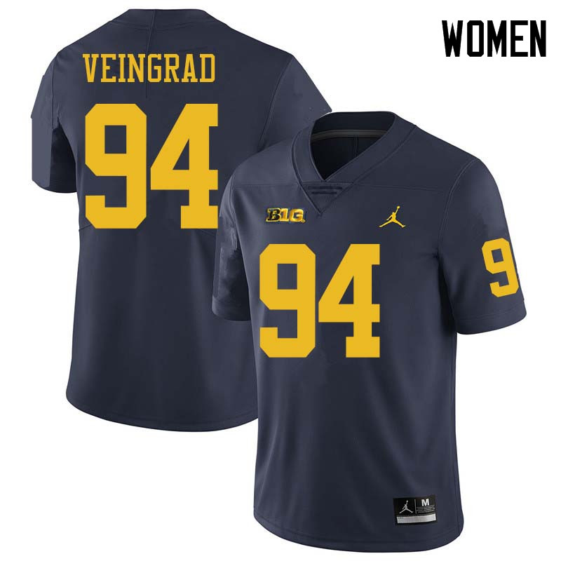 Jordan Brand Women #94 Ryan Veingrad Michigan Wolverines College Football Jerseys Sale-Navy